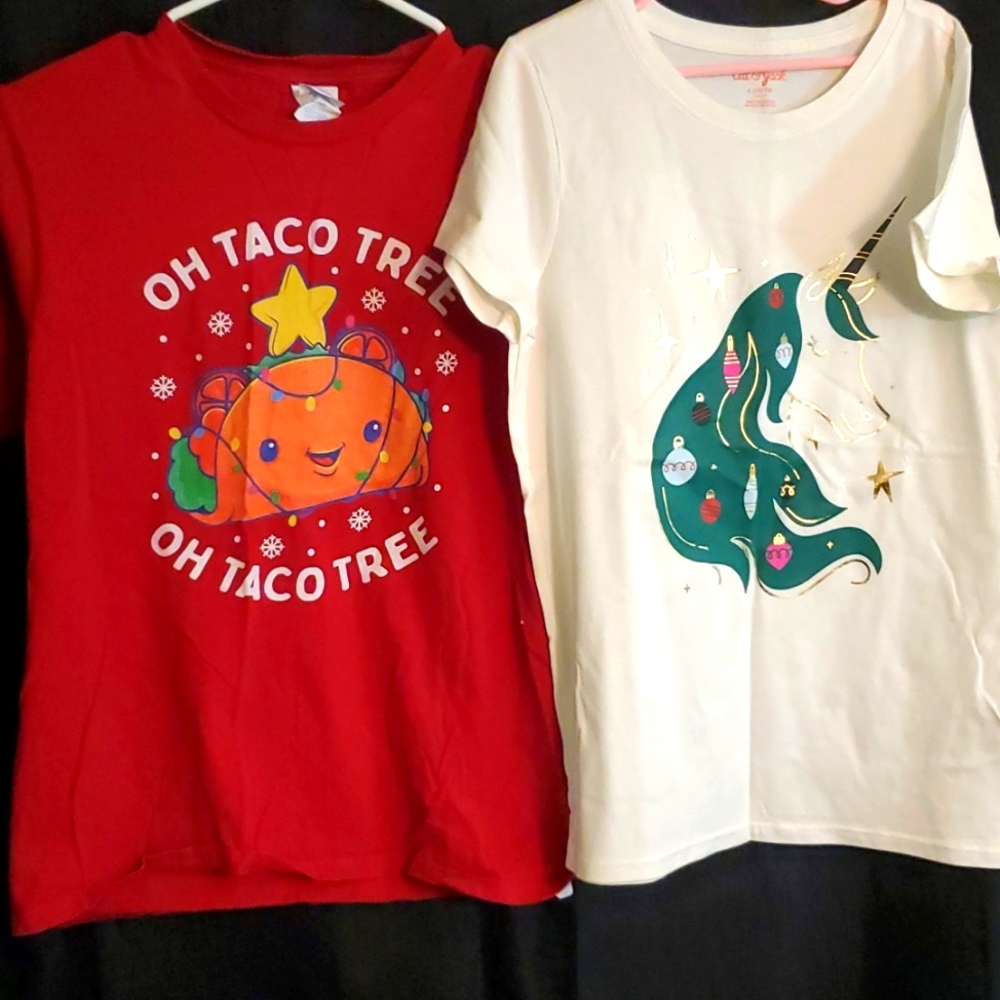 🎄Christmas Unicorn and Oh Taco Tree, Oh Taco Tree Bundle Girls Size L (10/12)🎄